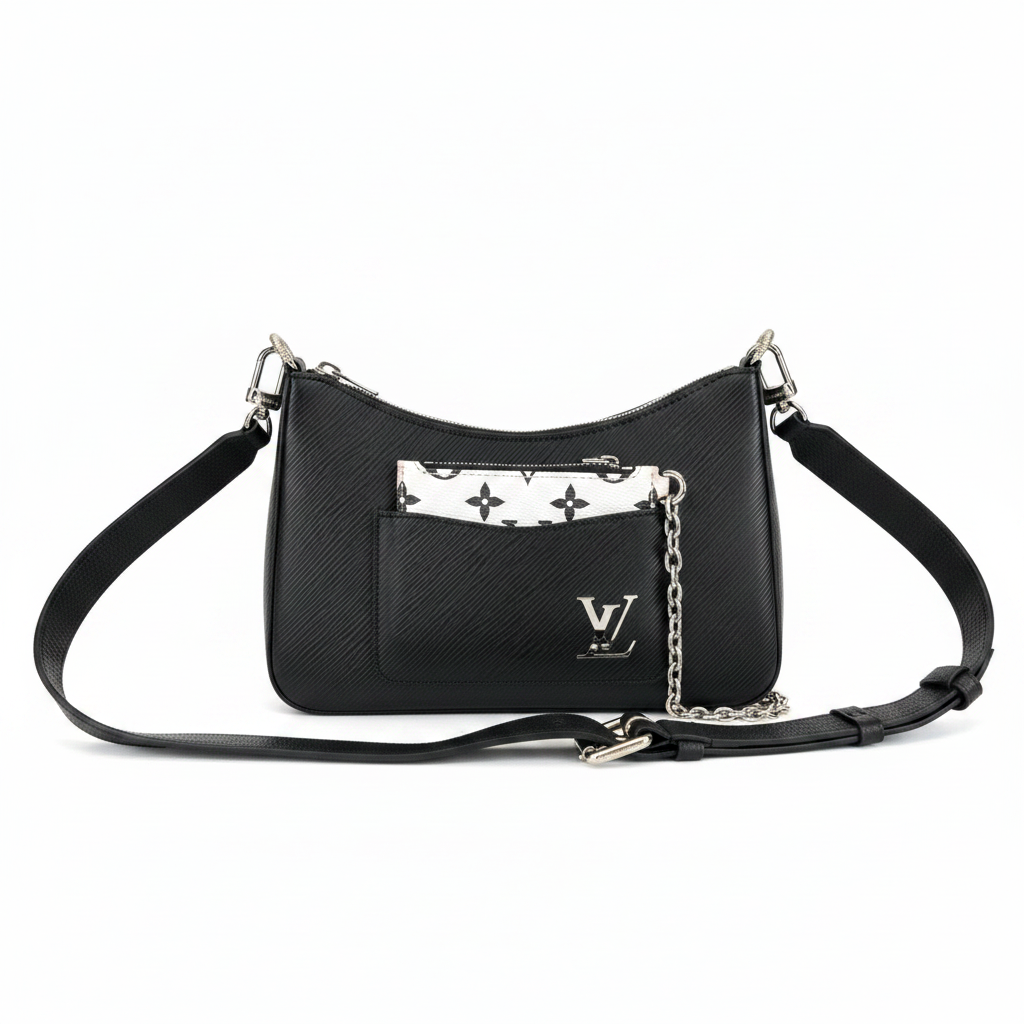 LV marelle black epi leather