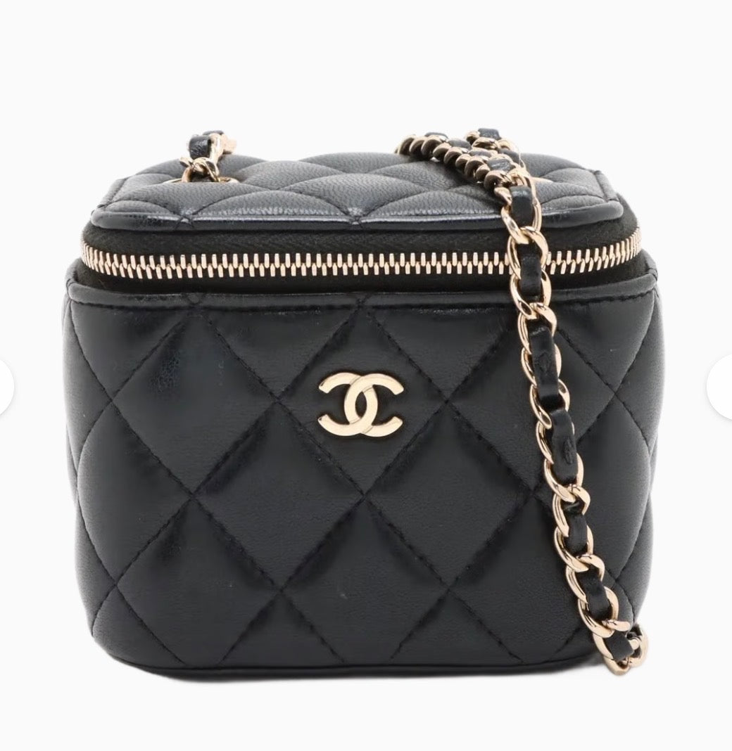Chanel Matelasse Lambskin Chain Shoulder Bag Vanity
