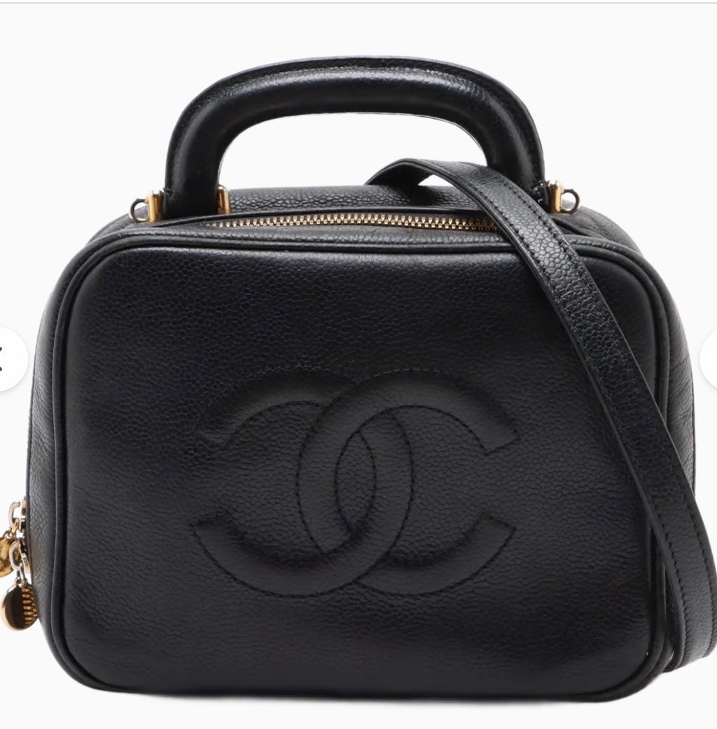Chanel Coco Mark Caviar Skin 2 Way Handbag Vanity