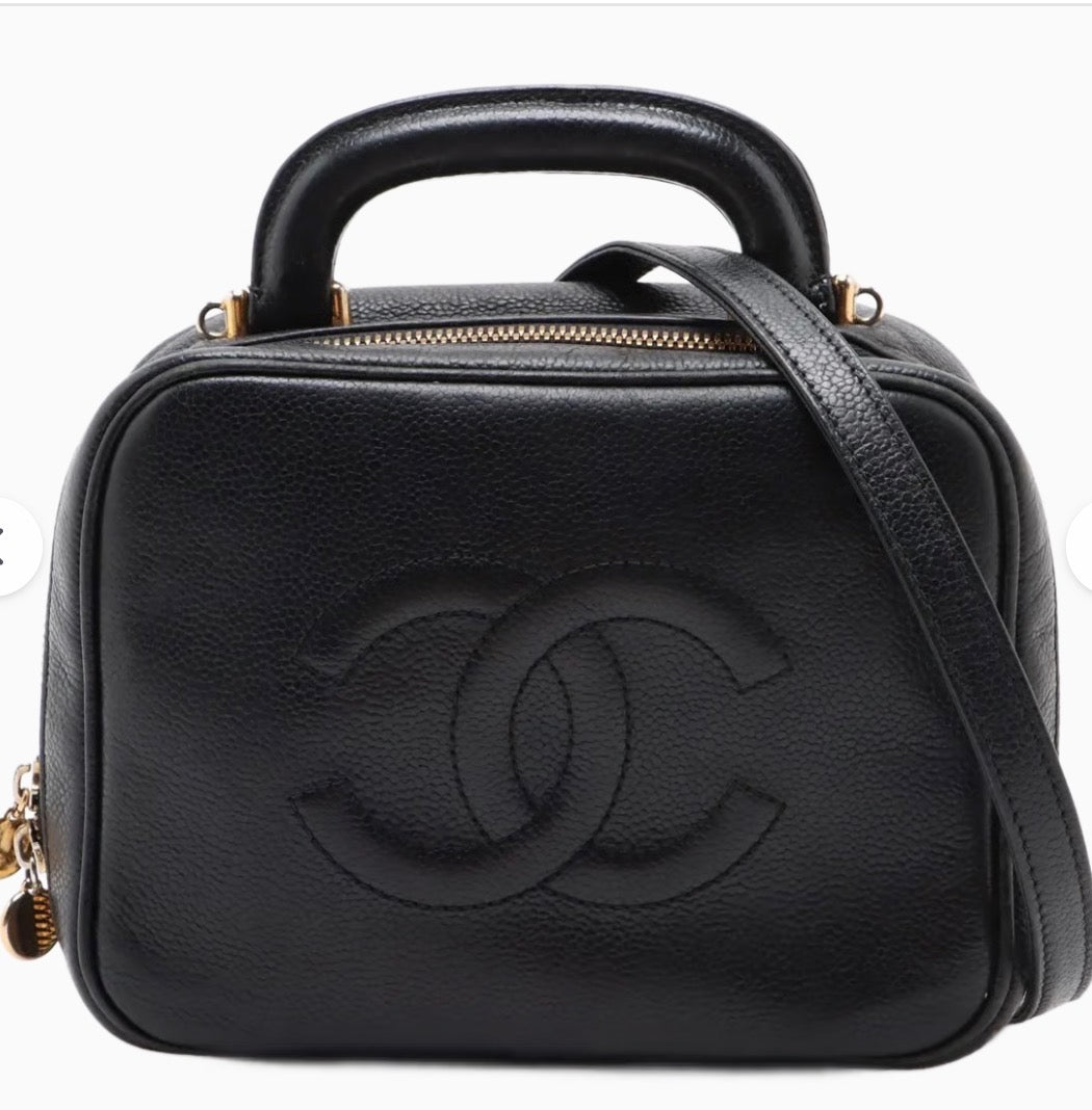 Chanel Coco Mark Caviar Skin 2 Way Handbag Vanity
