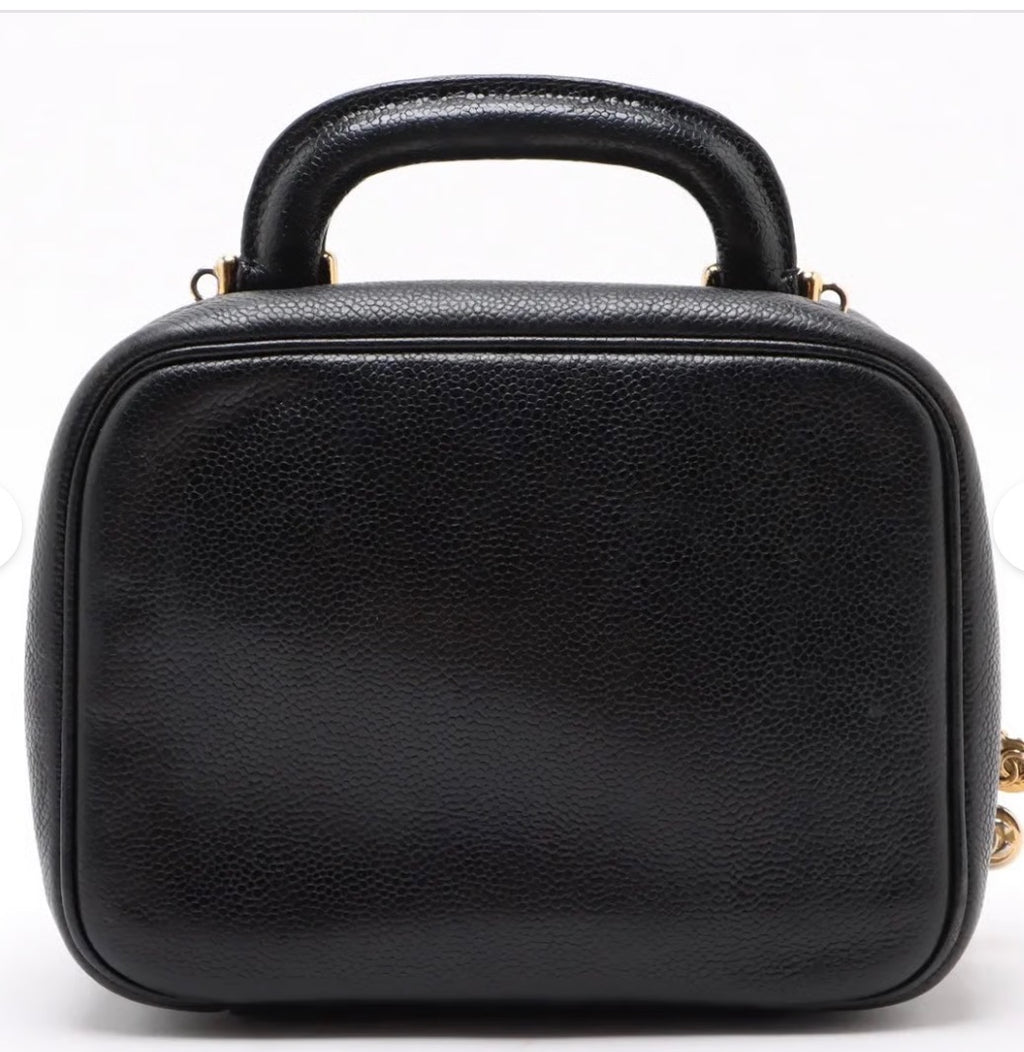 Chanel Coco Mark Caviar Skin 2 Way Handbag Vanity