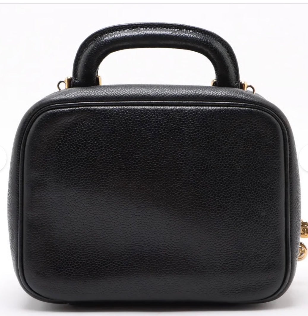Chanel Coco Mark Caviar Skin 2 Way Handbag Vanity
